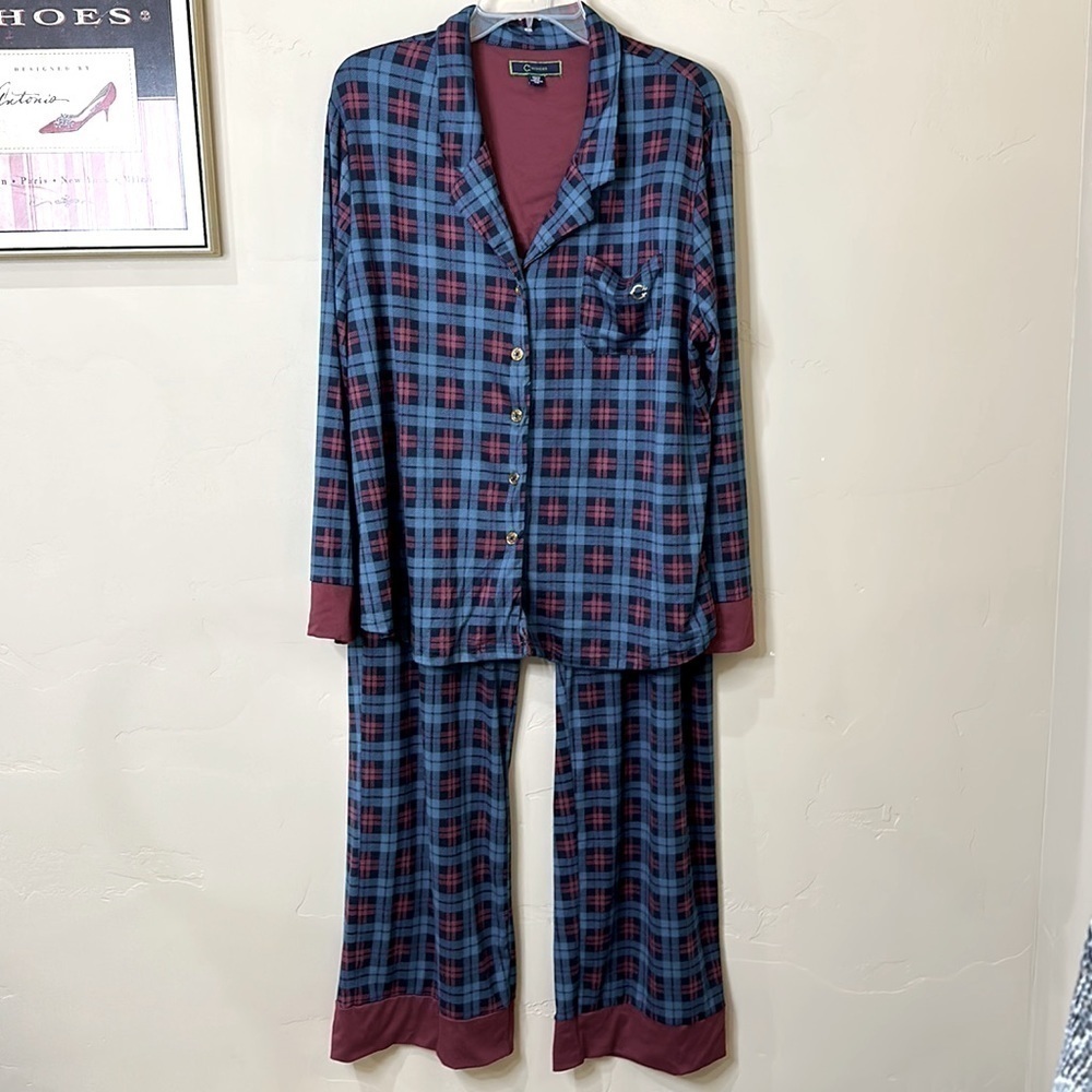 C. Wonder Softest Ever blue pink 2-Pc Pajamas Set Women’s Sz 2X